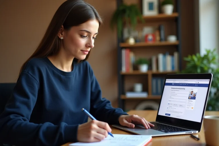 Jeune femme inscrite sur Candilib depuis son bureau à domicile pour réserver une place d'examen du permis de conduire